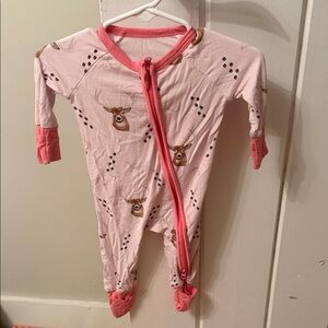 Tidal Tots Pink Deer Print Kids Footie